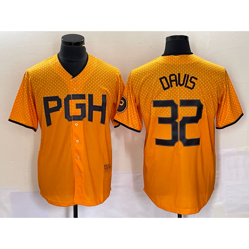 Pittsburgh Pirates #32 Henry Davis Yellow MIKSHPS 2023 City Connect Stitched Jersey 2