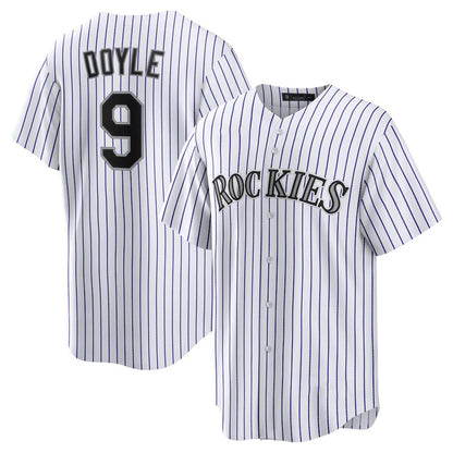Colorado Rockies #9 Brenton Doyle White MIKSHPS Home Replica Jersey