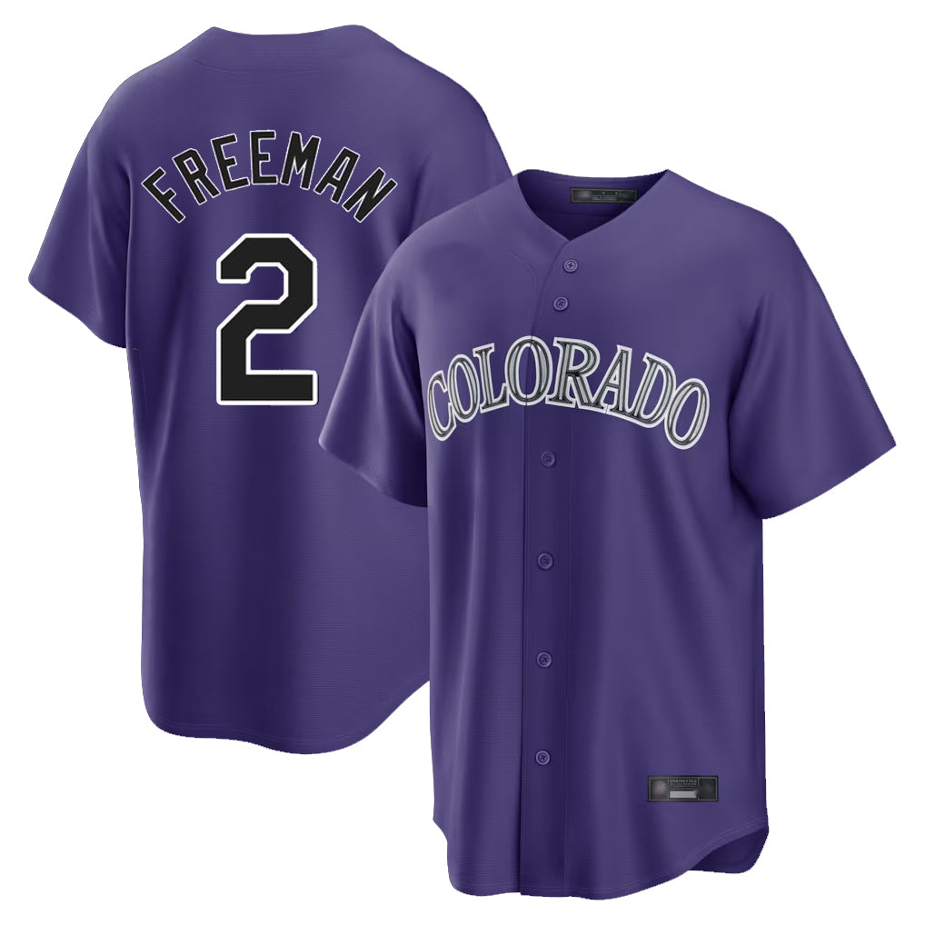 Colorado Rockies #2 Tyler Freeman Player Purple MIKSHPS Game Home Stitched Jerseys