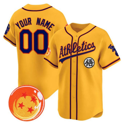 Custom Oakland Athletics x Dragon Ball Gold MIKSHPS Vapor Premier Limited Jersey - All Stitched