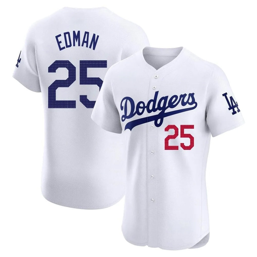 Los Angeles Dodgers #25 Tommy Edman Player Gold White MIKSHPS Limited Elite Home Stitched Jerseys