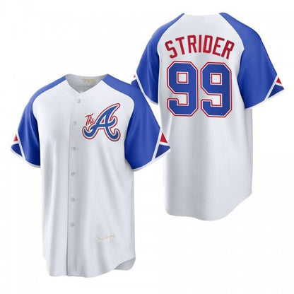 Atlanta Braves #99 Spencer Strider White MIKSHPS 2023 City Connect Cool Base Stitched Jersey