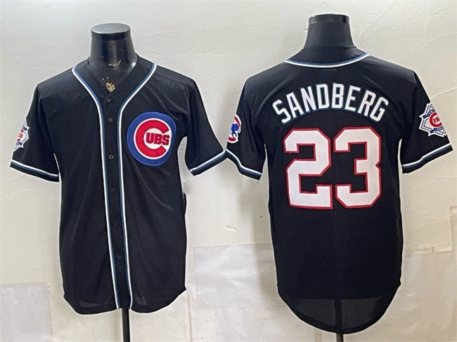 Chicago Cubs #23 Ryne Sandberg 150th Anniversary Black MIKSHPS Out Style Vapor Premier Limited Stitched Jersey