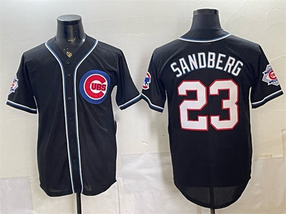 Chicago Cubs #23 Ryne Sandberg 150th Anniversary Black MIKSHPS Out Style Vapor Premier Limited Stitched Jersey