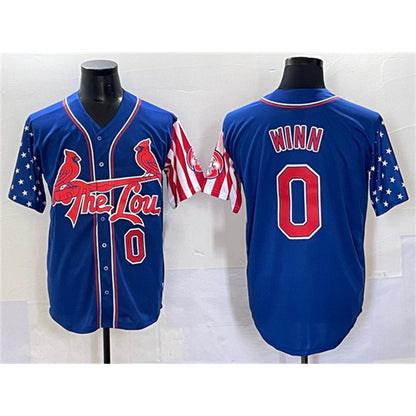 St. Louis Cardinals #0 Masyn Winn Royal MIKSHPS Independence Day Vapor Premier Limited Stitched Jersey