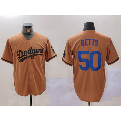 Los Angeles Dodgers #50 Mookie Betts Olive MIKSHPS Cool Base Limited Stitched Jersey