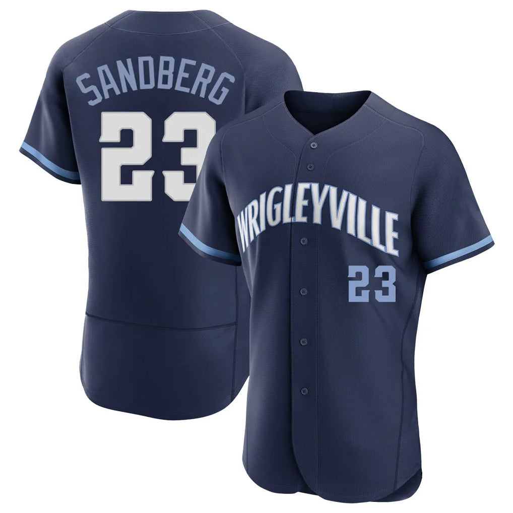 Chicago Cubs #23 Ryne Sandberg Player Navy MIKSHPS City Connect Limited Elite Home Stitched Jerseys