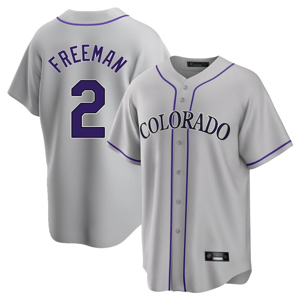 Colorado Rockies #2 Tyler Freeman Player Gray MIKSHPS Game Home Stitched Jerseys