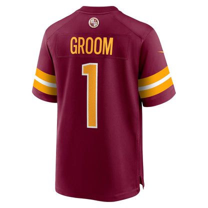 W.Commanders Number #1 Groom Burgundy MIKSHPS Game Jersey