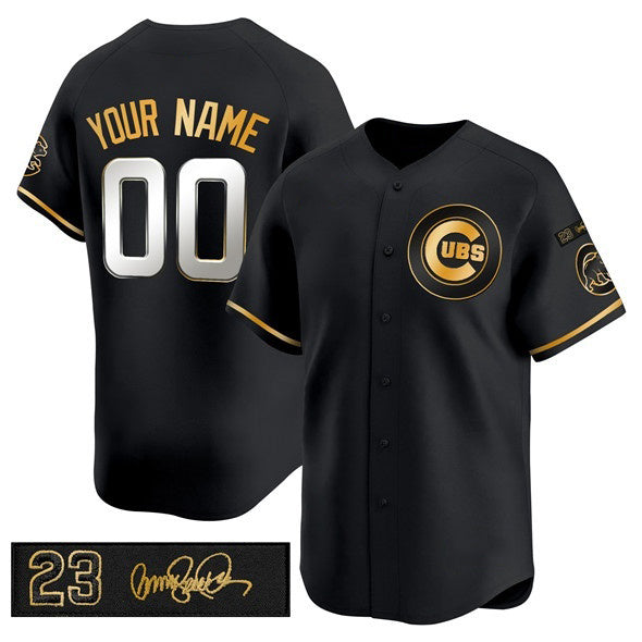 Custom Chicago Cubs Active Player Black Gold MIKSHPS 'Ryne Sandberg Tribute' Vapor Limited V3 Stitched Jersey