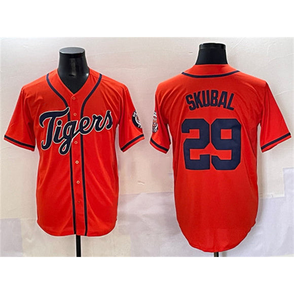 Detroit Tigers #29 Tarik Skubal Orange MIKSHPS With Patch Cool Base Stitched Jersey
