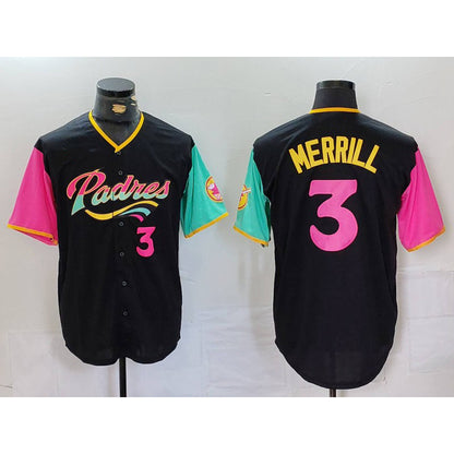 San Diego Padres #3 Jackson Merrill Black MIKSHPS Player Number Fashion Jersey