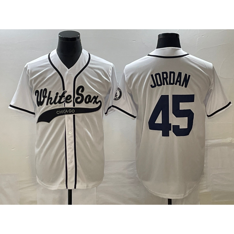 Chicago White Sox #45 Michael Jordan White MIKSHPS Cool Base Stitched Jersey