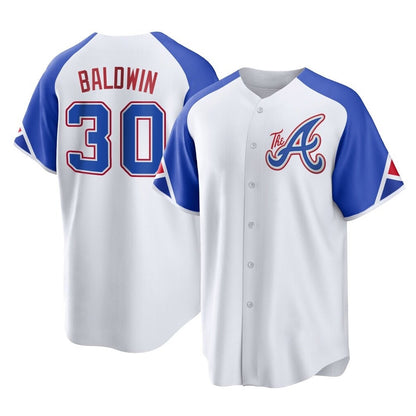 Atlanta Braves #30 Drake Baldwin Player White MIKSHPS City Connect Home Game Stitched Jerseys