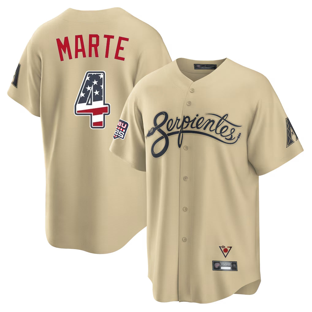 Arizona Diamondbacks #4 Ketel Marte Player Tan MIKSHPS USA 250 Fourth of July Home Game Stitched Jerseys