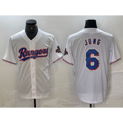 Texas Rangers #6 Josh Jung White MIKSHPS 2023 World Series Champions Cool Base Jersey