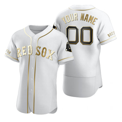 Custom Boston Red Sox White MIKSHPS Stitched Flex Base Edition Jersey