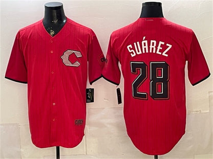 Cincinnati Reds #28 Eugenio Su¨¢rez Red MIKSHPS 2026 City Connect Stadium Stitched Jersey