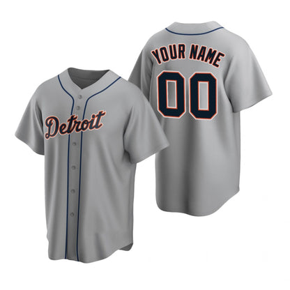 Custom Detroit Tigers Gray MIKSHPS Stitched Cool Base Road Jersey