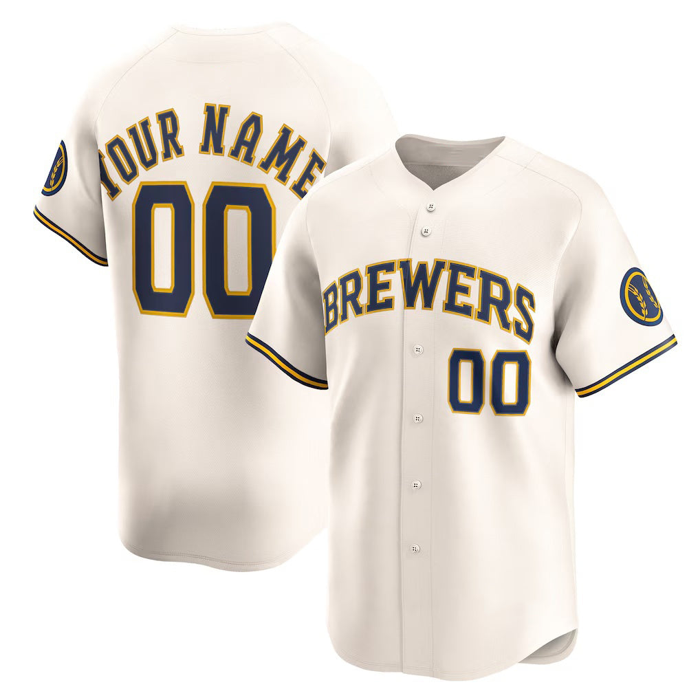 Custom Milwaukee Brewers Cream MIKSHPS Home Limited Jersey