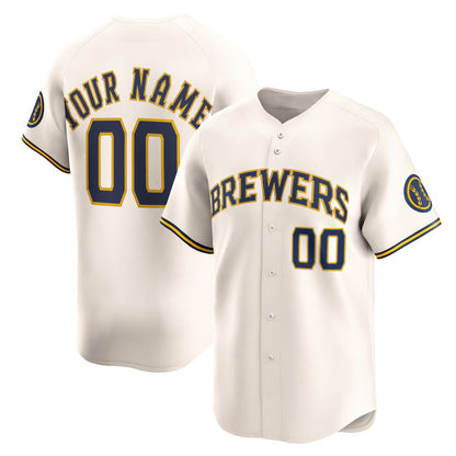 Custom Milwaukee Brewers Cream MIKSHPS Home Limited Jersey
