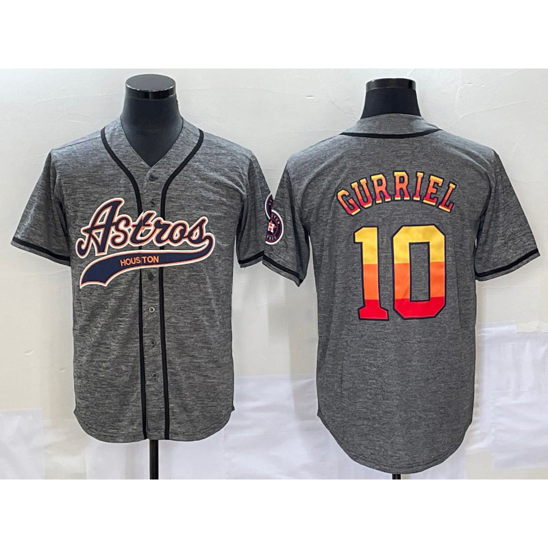 Houston Astros #10 Yuli Gurriel Grey MIKSHPS Gridiron Cool Base Stitched Jersey 1