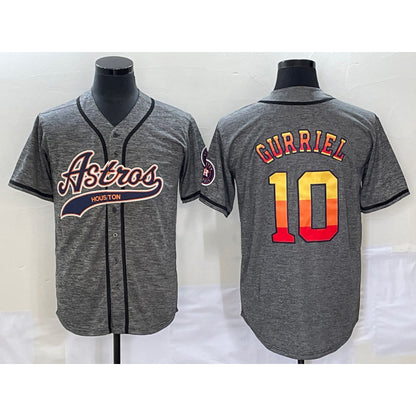 Houston Astros #10 Yuli Gurriel Grey MIKSHPS Gridiron Cool Base Stitched Jersey 1