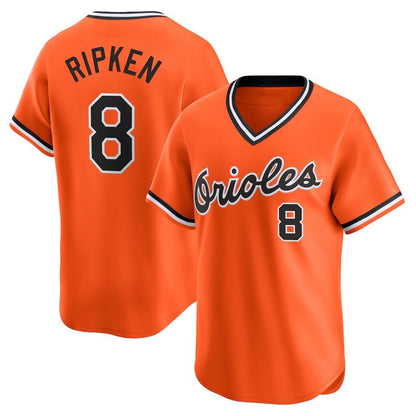 Baltimore Orioles #8 Cal Ripken Jr. Orange MIKSHPS Throwback Cooperstown Limited Jersey