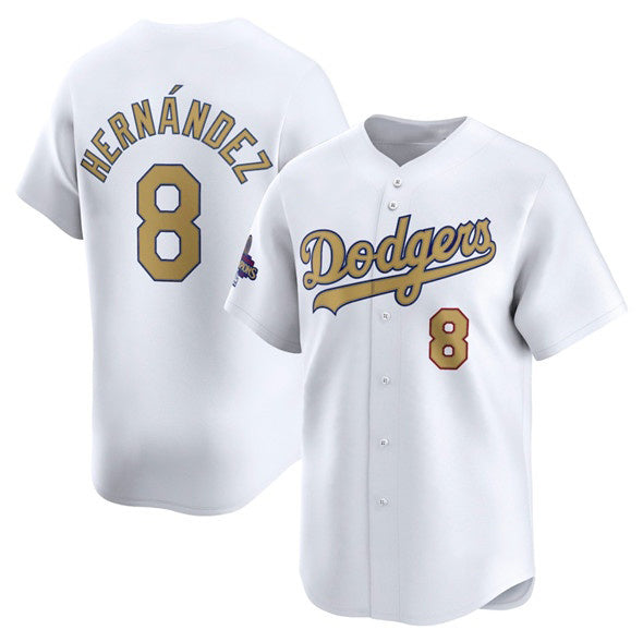 Los Angeles Dodgers #8 Enrique Hernandez White MIKSHPS 2025 Gold Collection Limited Stitched Jersey