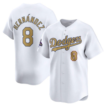 Los Angeles Dodgers #8 Enrique Hernandez White MIKSHPS 2025 Gold Collection Limited Stitched Jersey