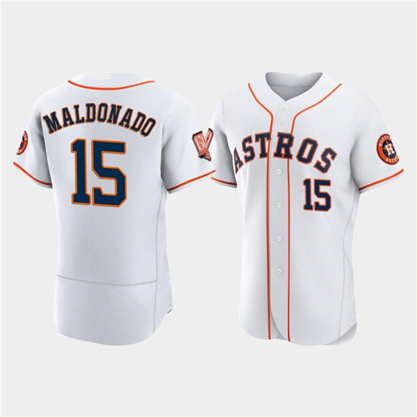 Houston Astros #15 Mart¨ªn Maldonado White MIKSHPS 60th Anniversary Flex Base Stitched Jersey