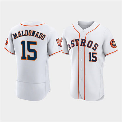Houston Astros #15 Mart¨ªn Maldonado White MIKSHPS 60th Anniversary Flex Base Stitched Jersey
