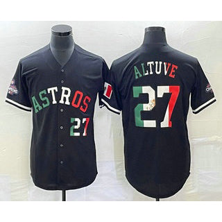 Houston Astros #27 Jose Altuve Number Mexico Black MIKSHPS Cool Base Stitched Jersey