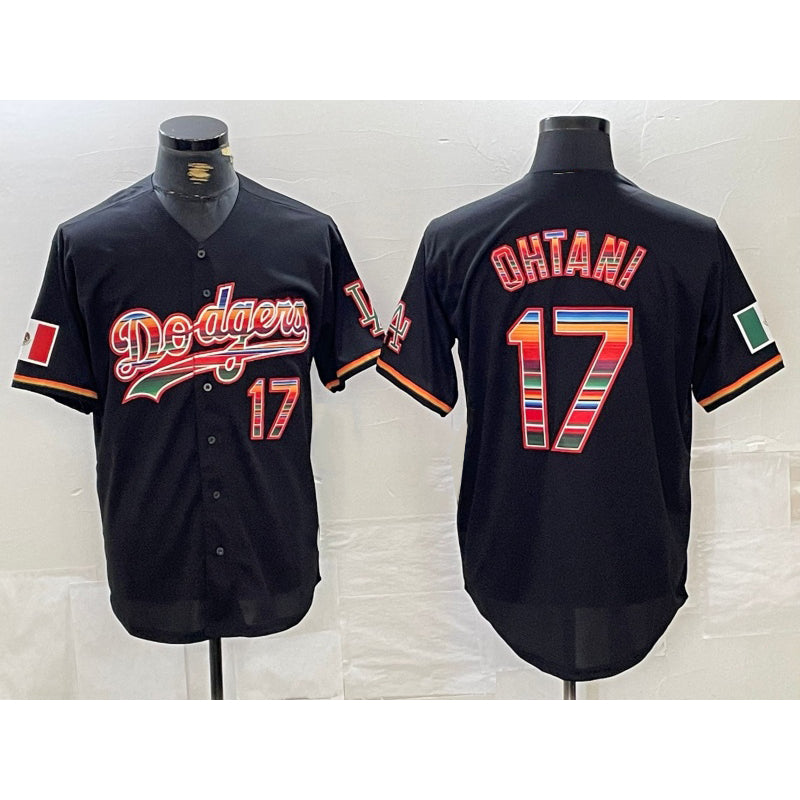 Los Angeles Dodgers #17 Shohei Ohtani Black MIKSHPS Mexico Cool Base Stitched Jersey