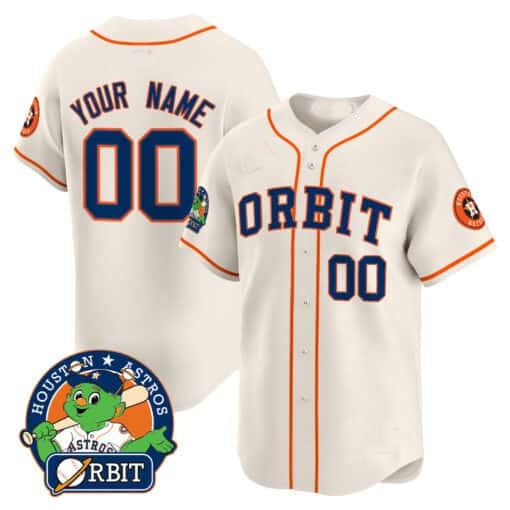 Custom Houston Astros Orbit Patch Vapor Premier Limited Jersey ¨C Cream MIKSHPS
