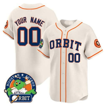 Custom Houston Astros Orbit Patch Vapor Premier Limited Jersey ¨C Cream MIKSHPS