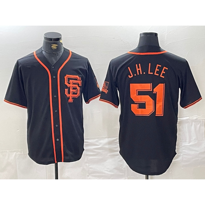 San Francisco Giants #51 Jung Hoo Lee Black MIKSHPS With SF Stitched Cool Base Jersey
