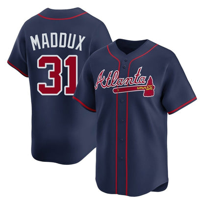 Atlanta Braves #31 Greg Maddux Player Navy MIKSHPS Limited Home Game Stitched Jerseys