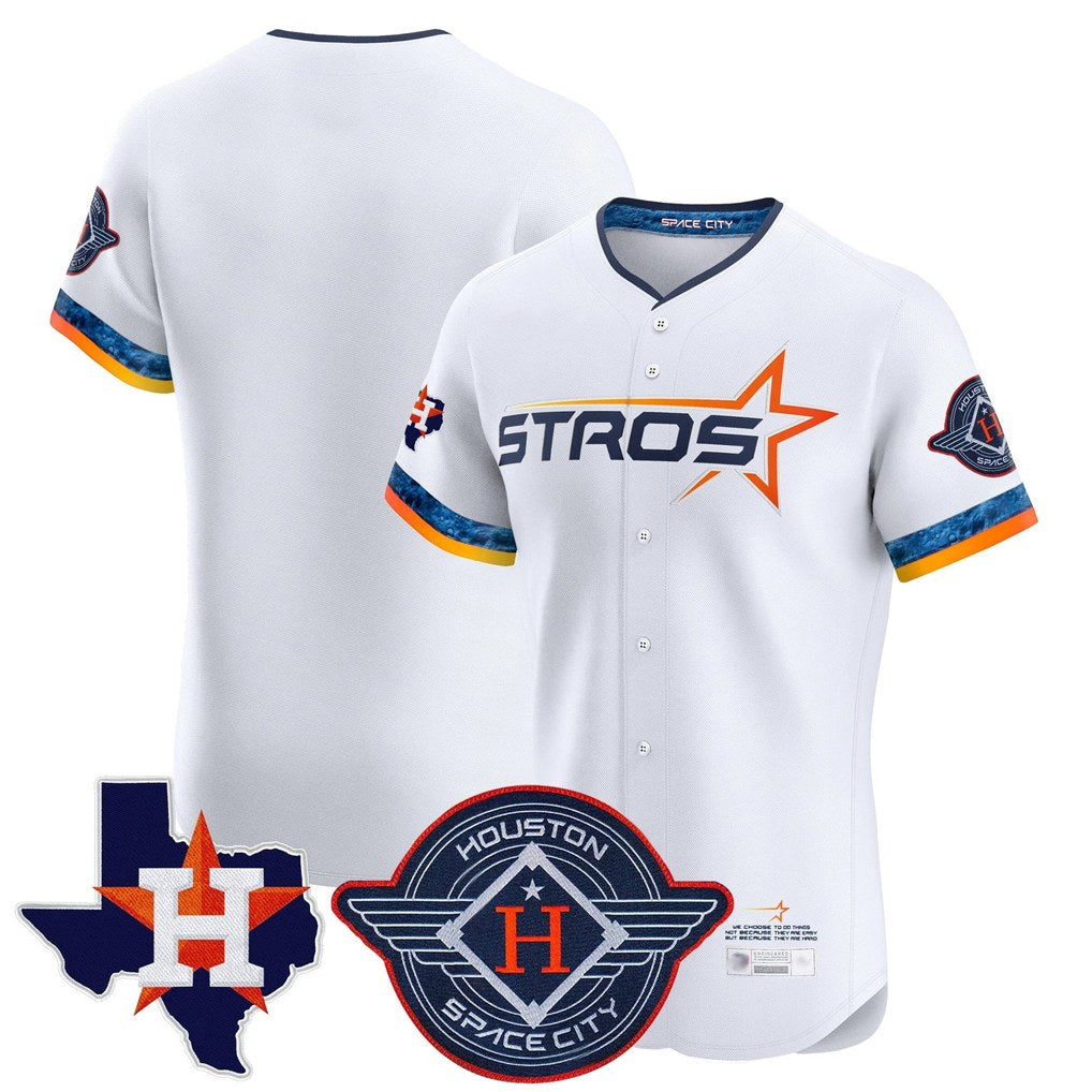 Houston Astros Blank Player White MIKSHPS City Connect Texas Patch Vapor Premier Limited Elite Home Stitched Jerseys