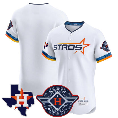 Houston Astros Blank Player White MIKSHPS City Connect Texas Patch Vapor Premier Limited Elite Home Stitched Jerseys