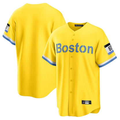 Boston Red Sox Blank Player Yellow MIKSHPS Home Game Stitched Jerseys