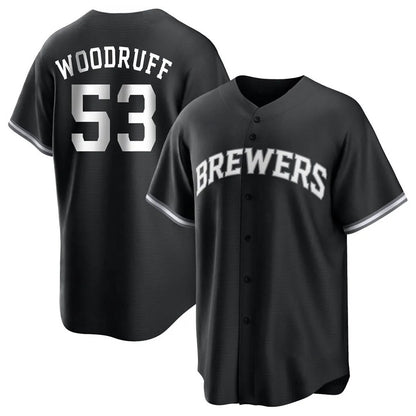 Milwaukee Brewers #53 Brandon Woodruff Player Black MIKSHPS Game Home Stitched Jerseys