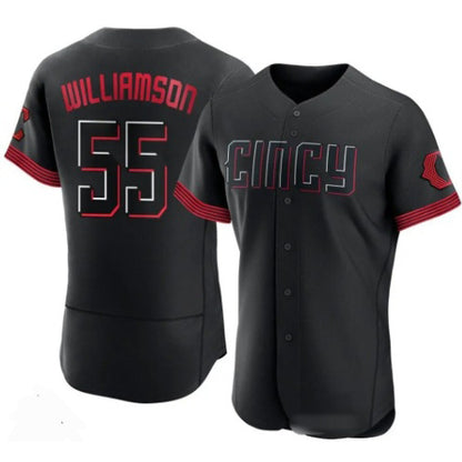 Cincinnati Reds #55 Brandon Williamson Black MIKSHPS 2023 City Connect Cool Base Stitched Jersey