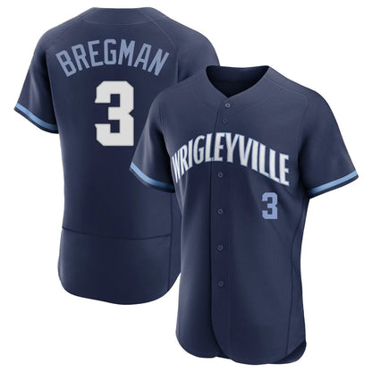 Chicago Cubs #3 Alex Bregman Player Navy MIKSHPS City Connect Limited Elite Home Stitched Jerseys