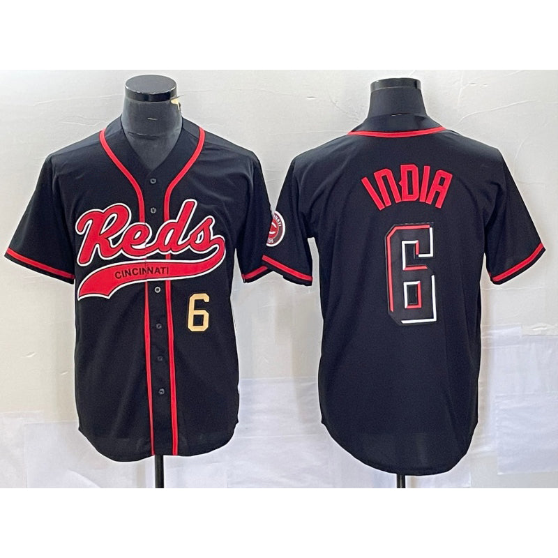Cincinnati Reds #6 Jonathan India Number Black MIKSHPS 2023 City Connect With Patch Stitched Jersey