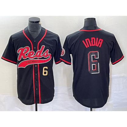 Cincinnati Reds #6 Jonathan India Number Black MIKSHPS 2023 City Connect With Patch Stitched Jersey
