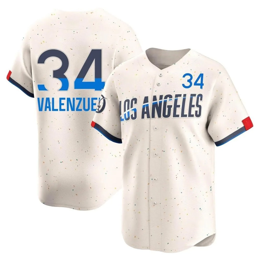 Los Angeles Dodgers #34 Fernando Valenzuela Player Cream MIKSHPS City Connect Limited Home Stitched Jerseys