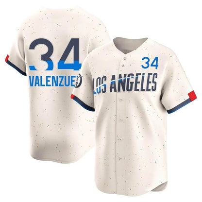 Los Angeles Dodgers #34 Fernando Valenzuela Player Cream MIKSHPS City Connect Limited Home Stitched Jerseys