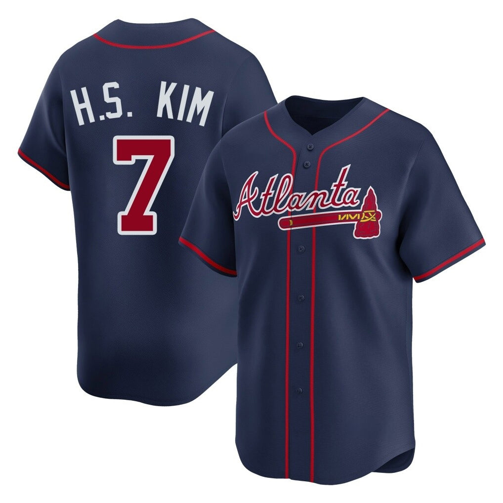 Atlanta Braves #7 Ha-Seong Kim Player Navy MIKSHPS Limited Home Game Stitched Jerseys