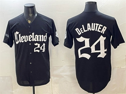 Cleveland Guardians #24 Chase DeLauter Black MIKSHPS Gothic Vapor Premier Limited Stitched Jersey